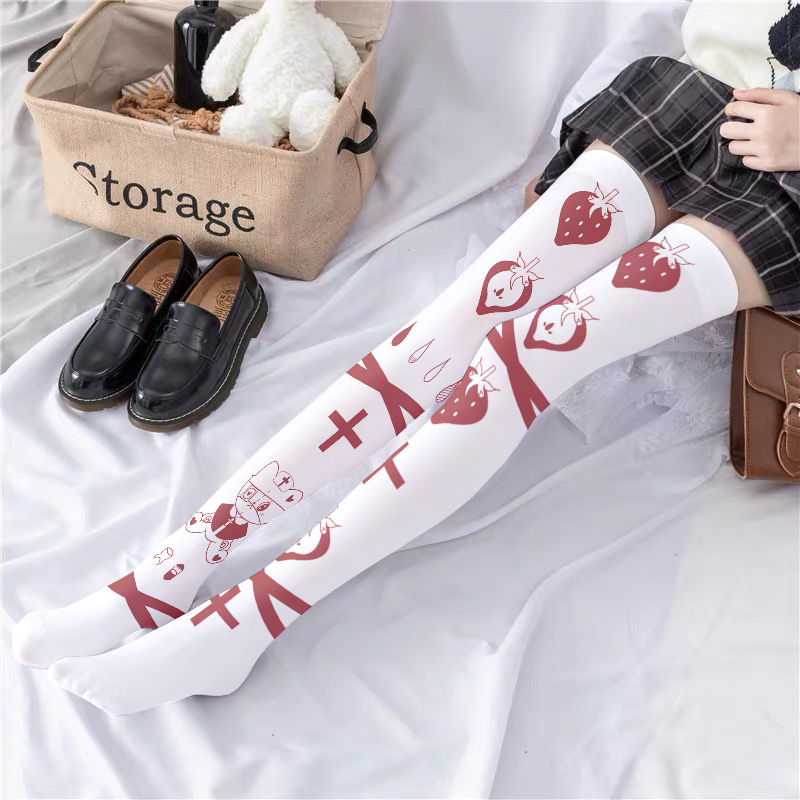 Printed Stockings Thin Female Lolita Over The Knee Stockings