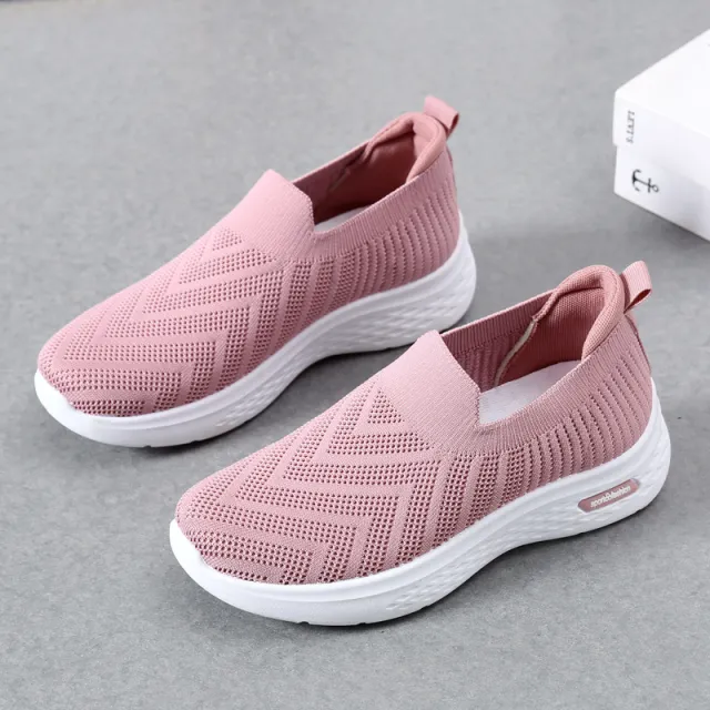 Casual Mesh Shoes Sock Slip On Flat Shoes For Women Sneakers Casual Soft Sole Walking Sports Shoe Pink - Shop at LoveMi