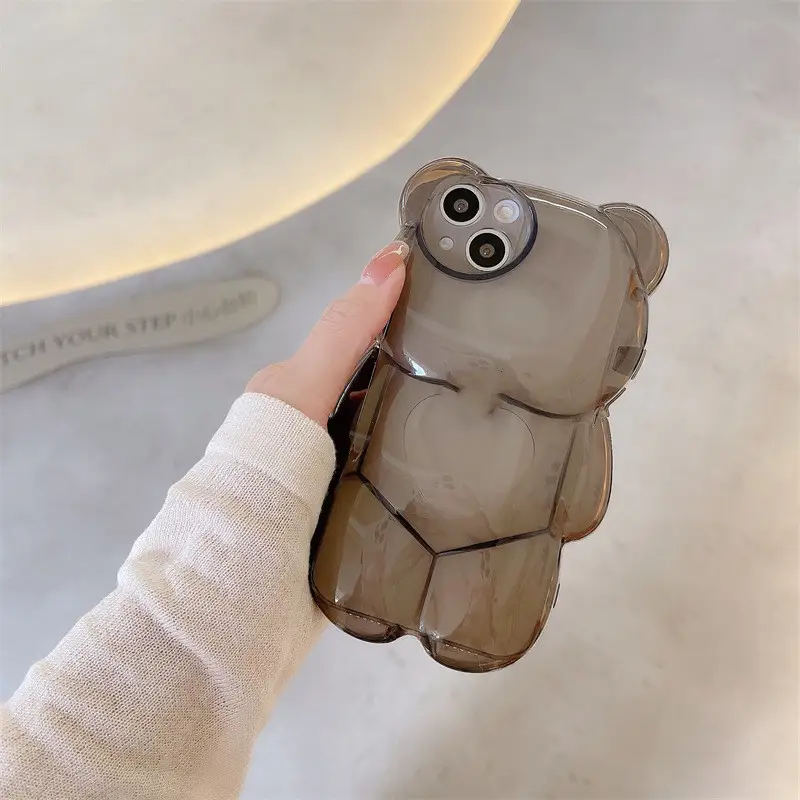 Three Dimensional Bear Mobile Phone Shell Transparent Cute Cartoon