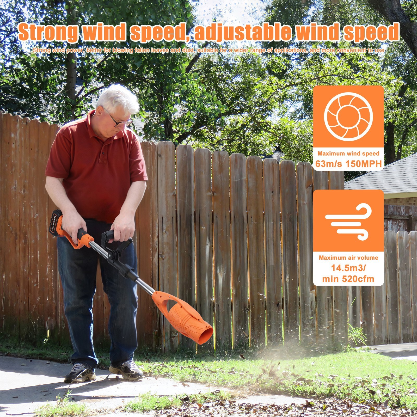 520CFM Cordless Leaf Blower Electric Air With 2 Batteries Folding — image 6