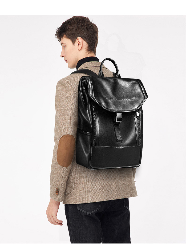 Cowhide Men's Bag Large Capacity Leather Backpack