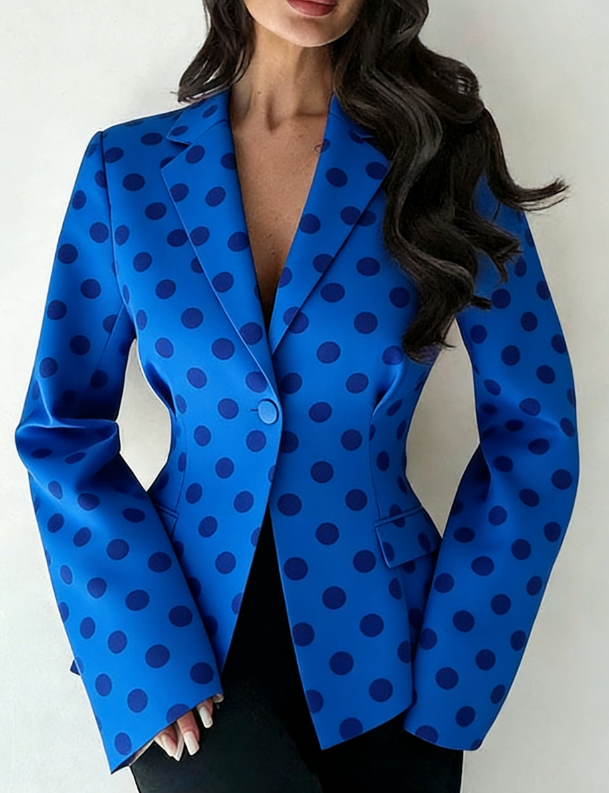 Waist-cinching Lapel Long-sleeved Suit Jacket