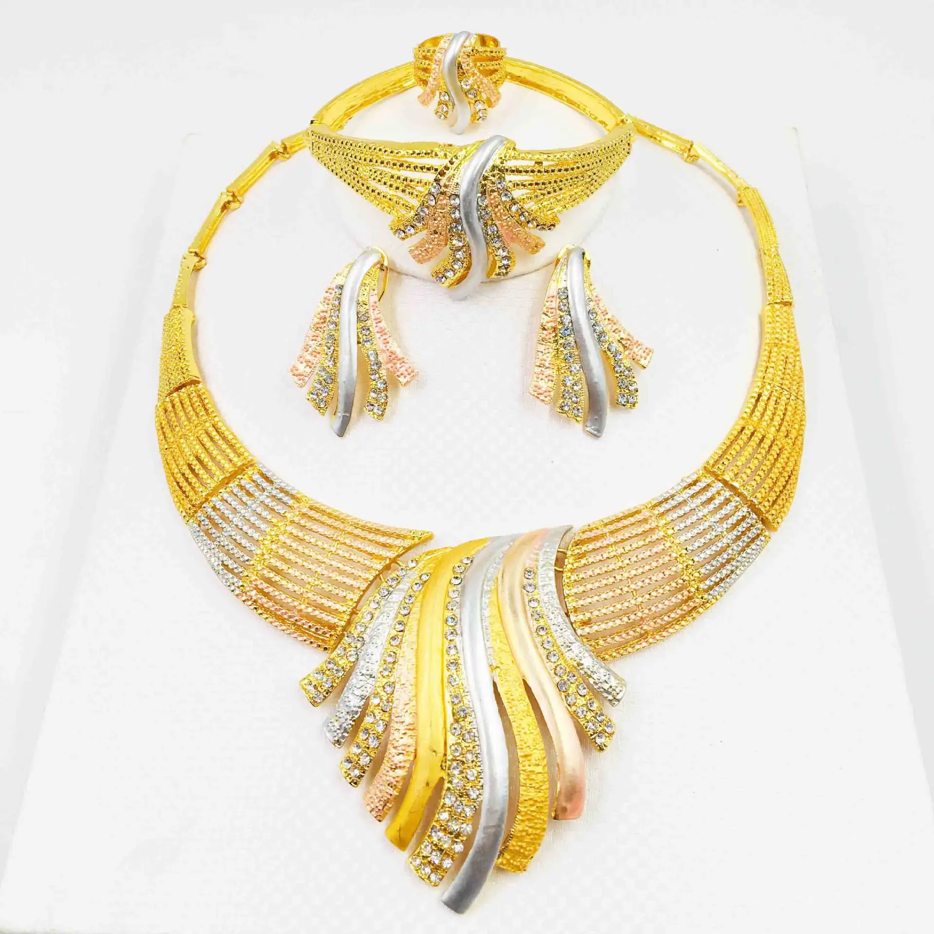 Alloy Jewelry Set Necklace Bracelet Ring Earring Four Piece Set