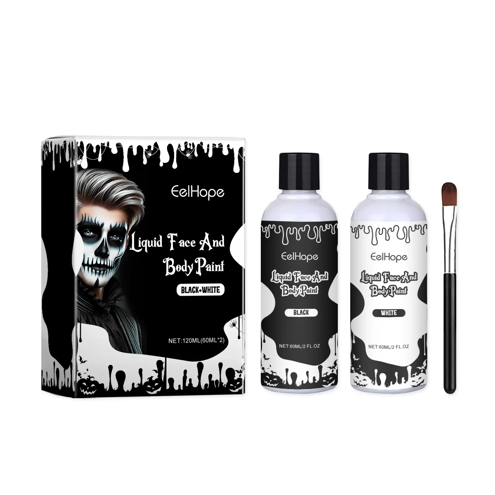 Halloween Black White Liquid Face Body Paint
