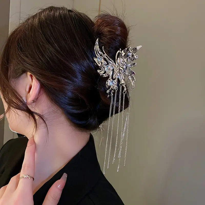 Butterfly Moonstone Tassel Personalized Hair Shark Clip
