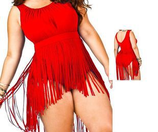 Triangle Slimming Plus Size XL-6XL Underwire Tassels Fat Lady Plus Size Swimwear
