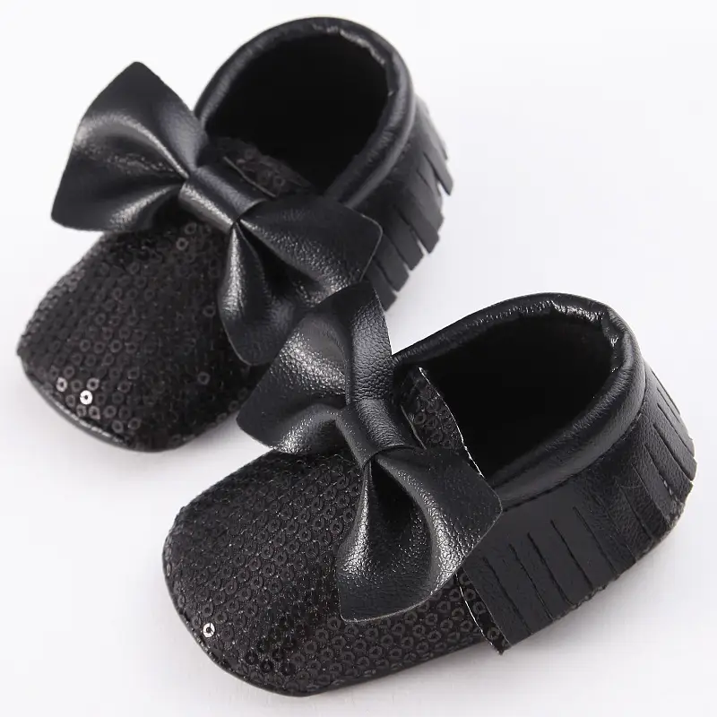 Spring And Autumn Baby Girl Shoes Pu Bottom Non-slip Bow Fringed Baby Shoes