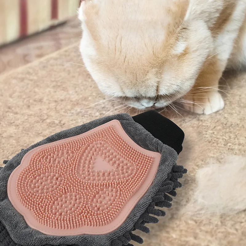 Pet Bathing Brush 2-in-1 Grooming Glove Elegant Dog Grooming Tool For Brushing, Massaging, And Drying Pet Grooming Kit For Dog Cat 2-Sided Bathing Brush Cleaning Massage Glove – image 8