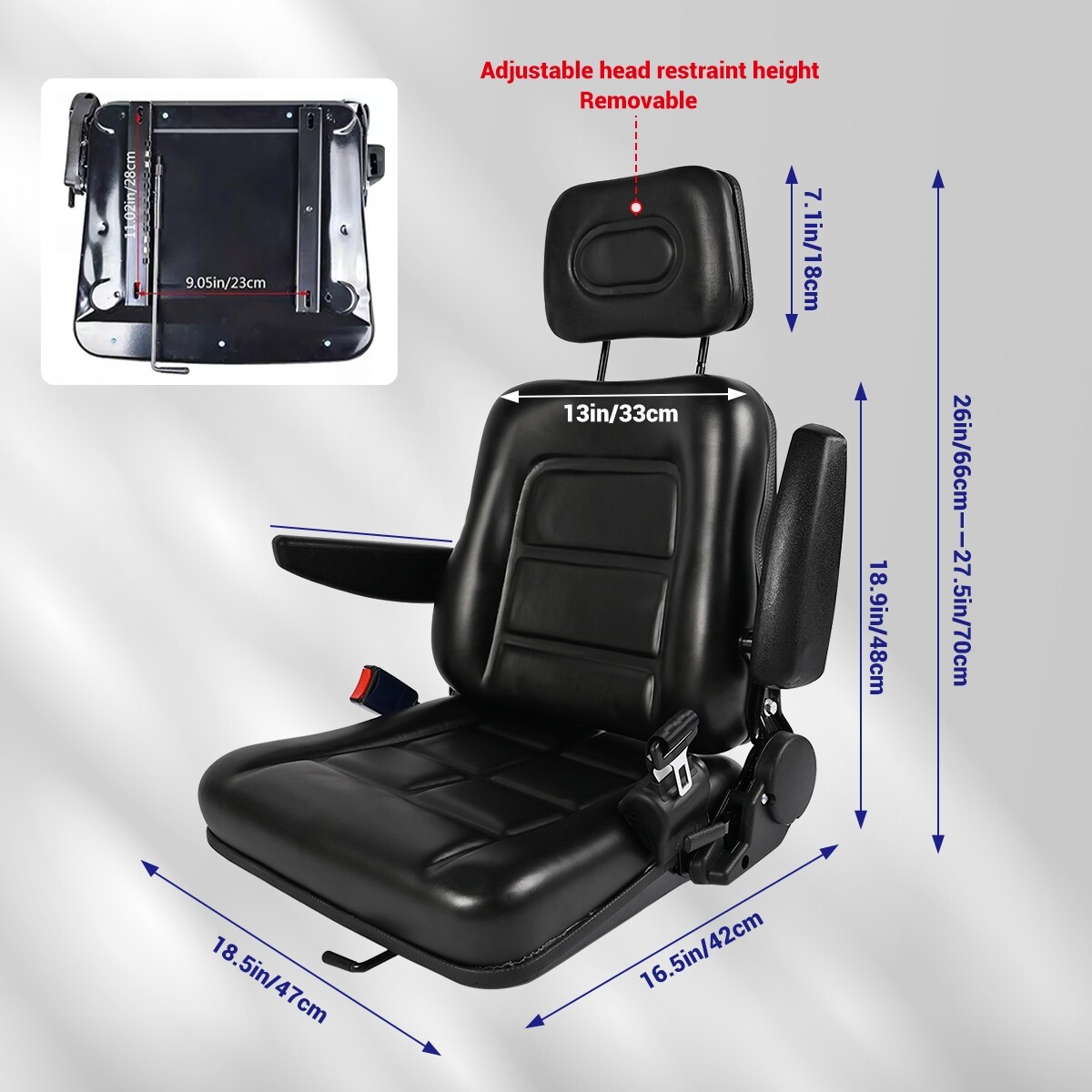 Waterproof Suspension Seat For Tractors Excavators Plant Machinery Mower — image 9