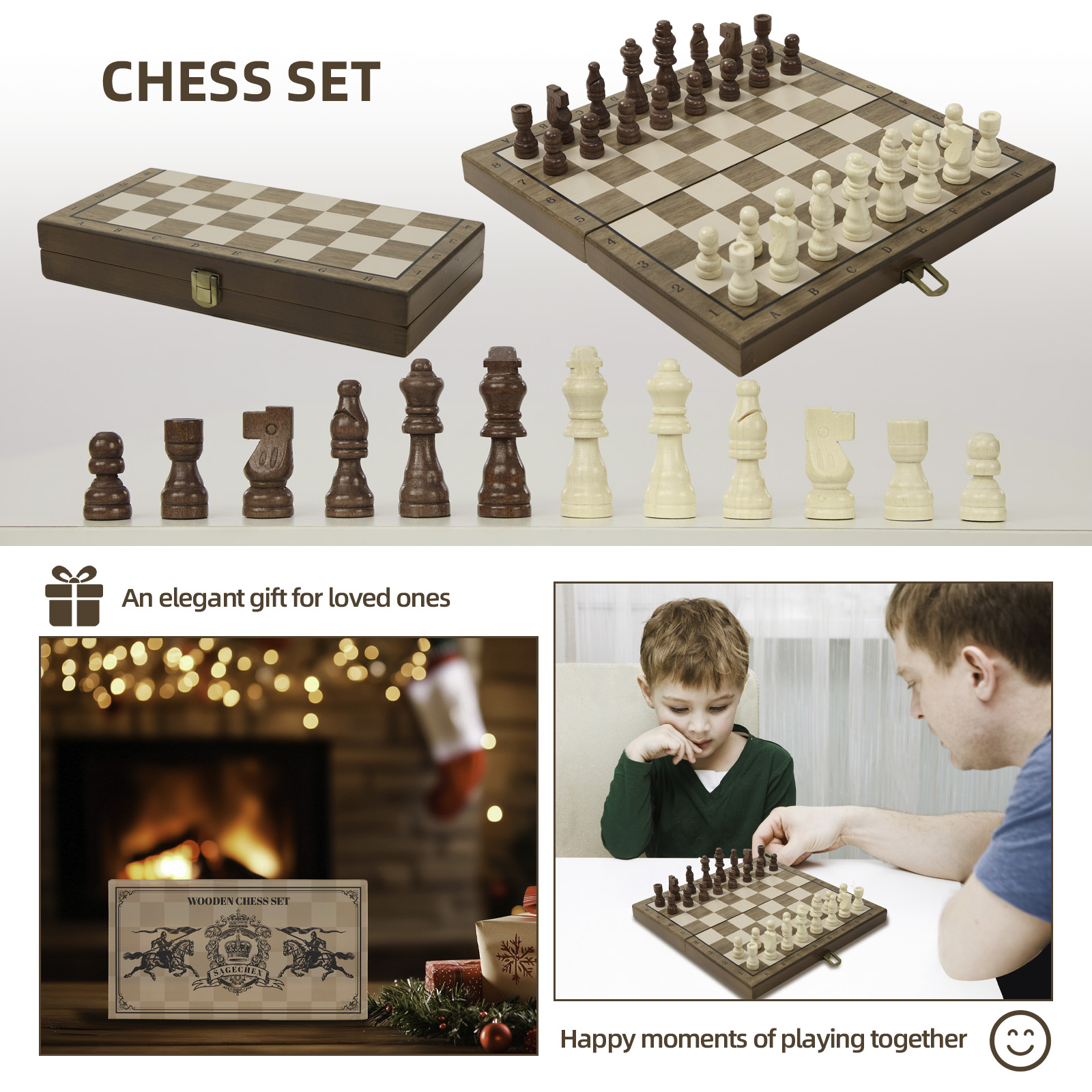 Chess Set,29x29cm Wooden Chess Board Set,Portable Travel Chess Set,Folding Chess Board With Magnetic Chess Pieces And Storage Slots,Traditional Chess Board Games For Kids Adults