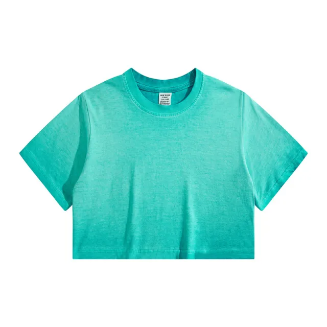 Distressed Colorful Frayed Cropped T shirt Hip hop Retro Green - Shop at LoveMi