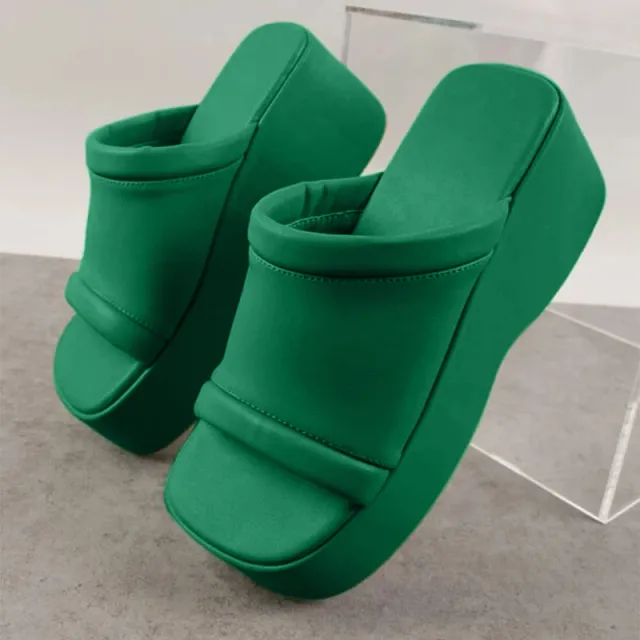 Women's New Fashion Casual Wedge Heel Plus Size Slippers Green - Shop at LoveMi
