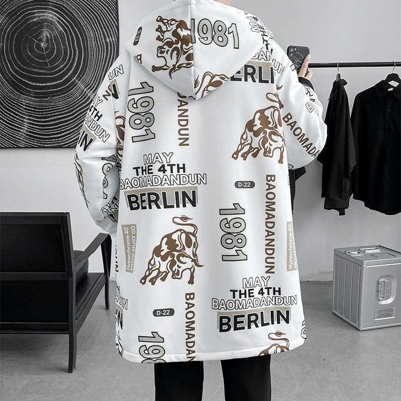 Plush Thick Cotton-padded Jacket Youth Mid-length Windbreaker