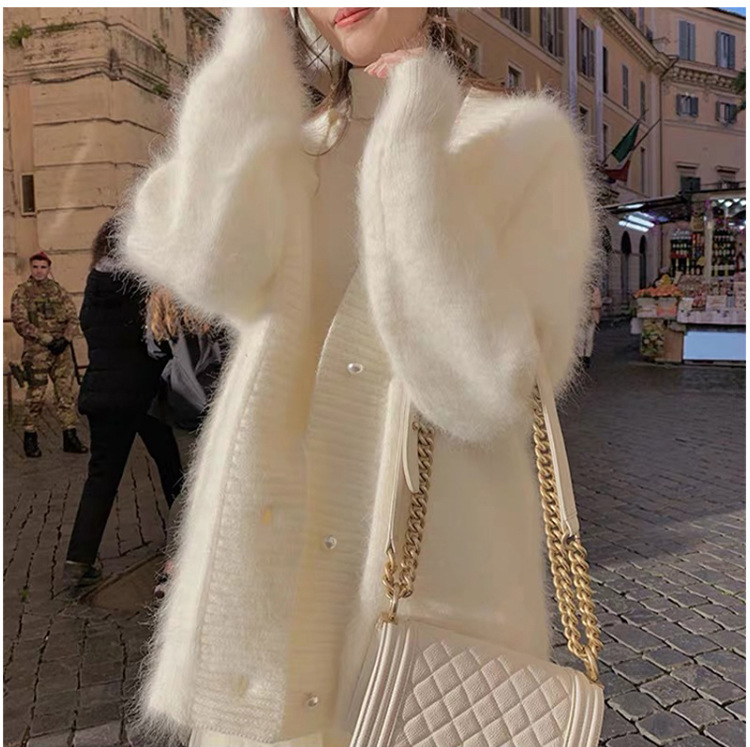 Title 4, Mink Fleece Collar Sweater Coat Women White Out...