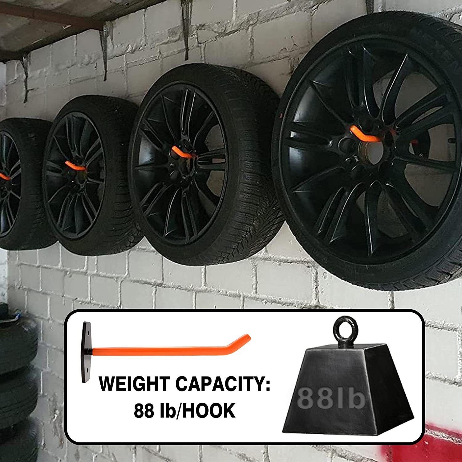 4x Car Tire Wall Mount Brackets, Tire Rim Hooks, Tree Shelf Holders — foto 6