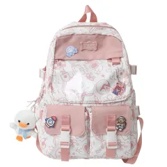 Outdoor Large Capacity Travel Multi-pocket Student Bag - Pink - View 1