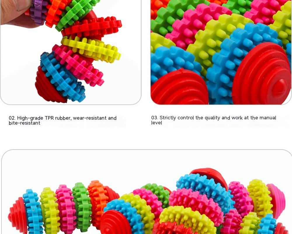 Title 8, Dog Toy Ball Rubber Gear Colorful Swivel