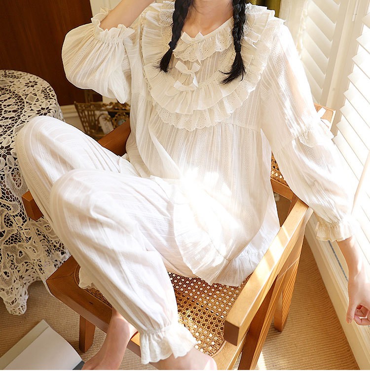 Title 2, Womens Pajamas Long Sleeve Pure Cotton Gauze L...