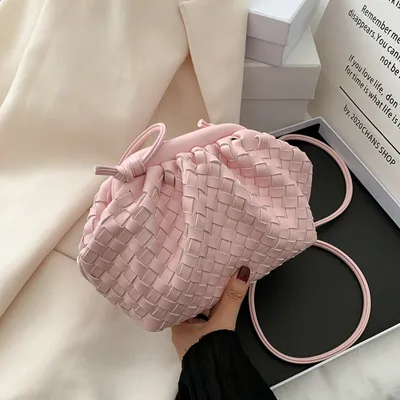 Autumn Cloud Woven Bag Net New Bag Ladies Fashion Pink - Shop at LoveMi