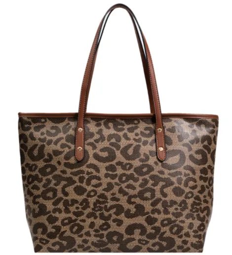 New Fashion Trendy Old Flower Leopard Print Tote Bag All-match Portable - Leopard