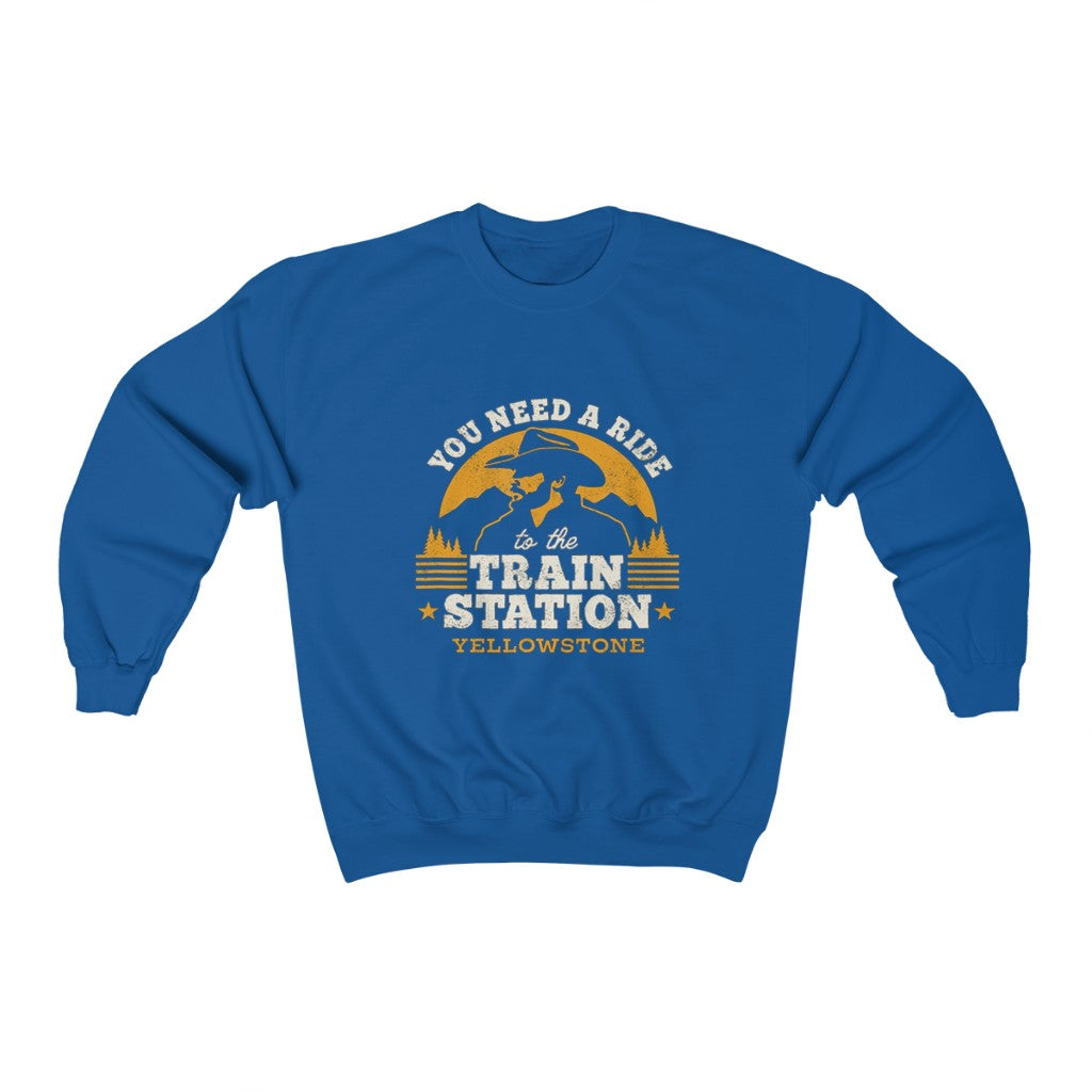Do You Need To Take The Train Unisex Blue Round Neck Sweater