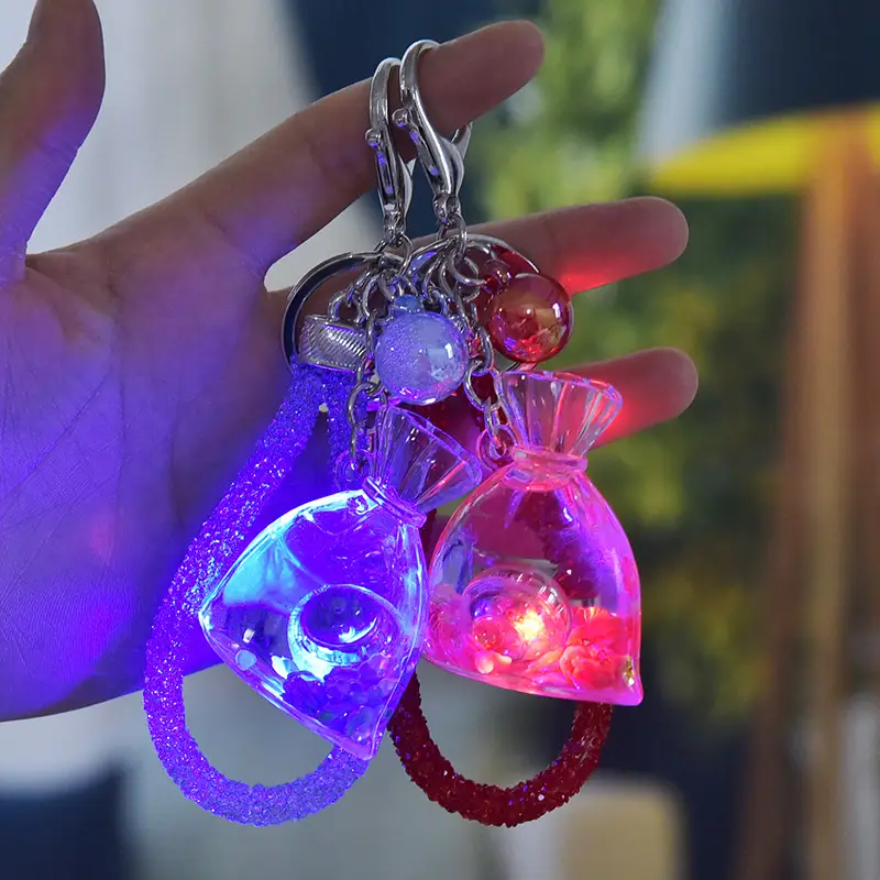 Acrylic With Light Into The Oil Money Bag Drill Rope Keychain
