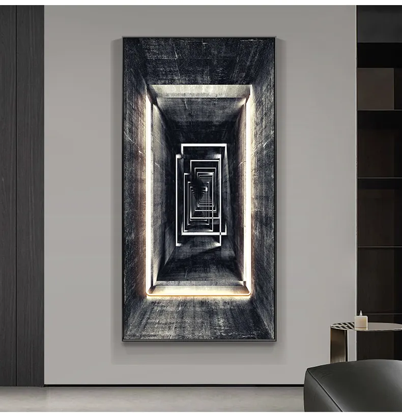 Aisle Vertical Wall Art Led Lights Entrance