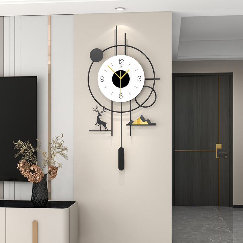 Modern Geometric Wall Clock Minimalist Metal Decor With Pendulum Design 2