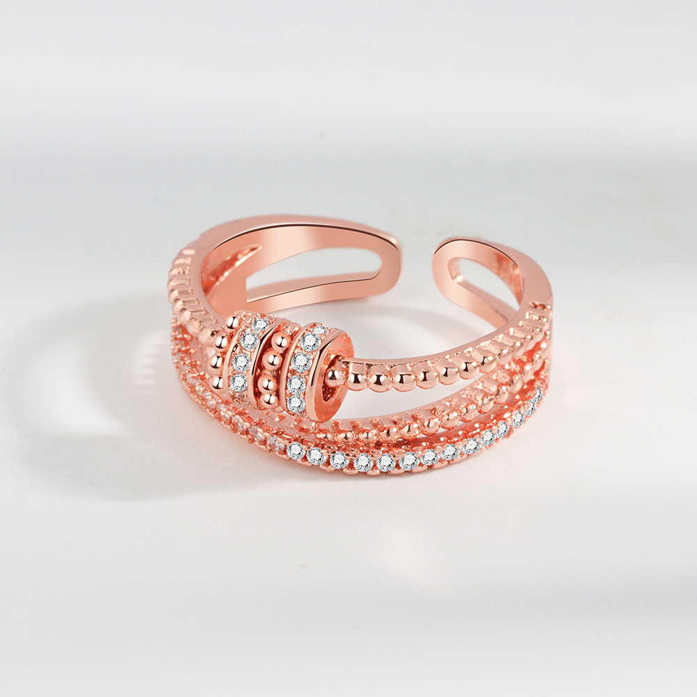 Two-line Fashion Smart Ring Micro-encrusted Women