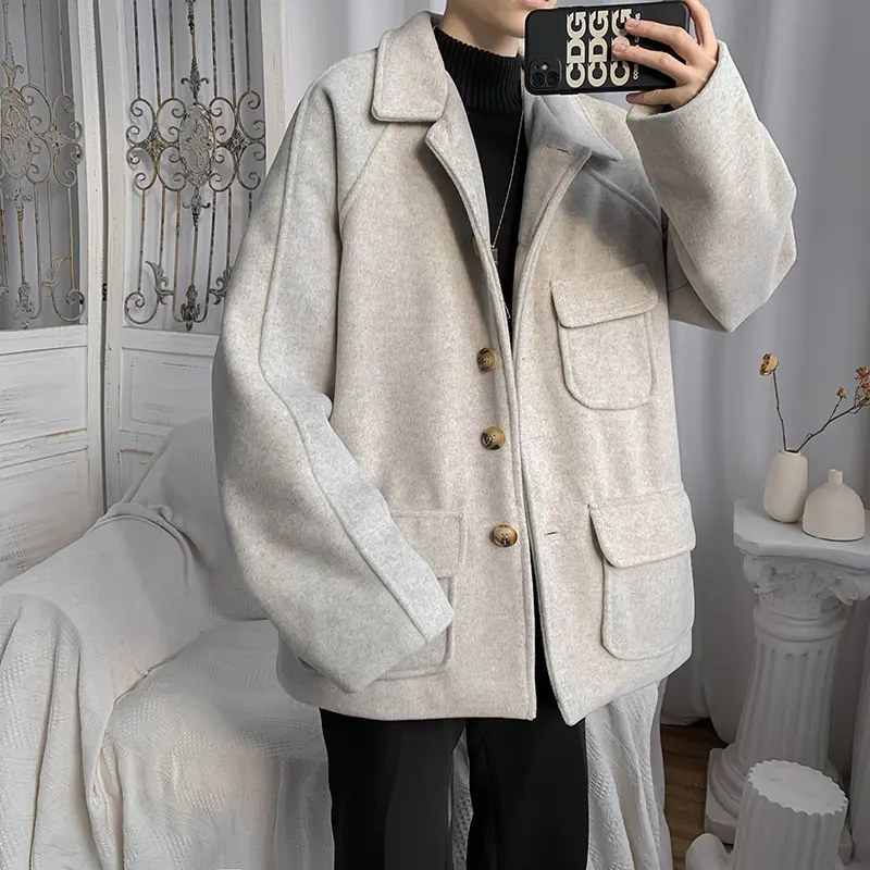 All-match Outer Wear Autumn and Winter Woolen Coat Men