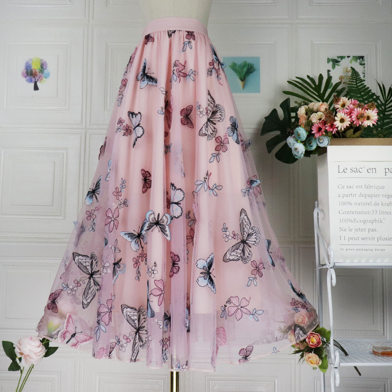 Fashion Butterfly Embroidery Mesh Gauze Skirt — image 1