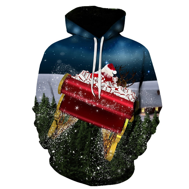 Autumn Men's Santa Claus Cartoon 3D Print Hoodie
