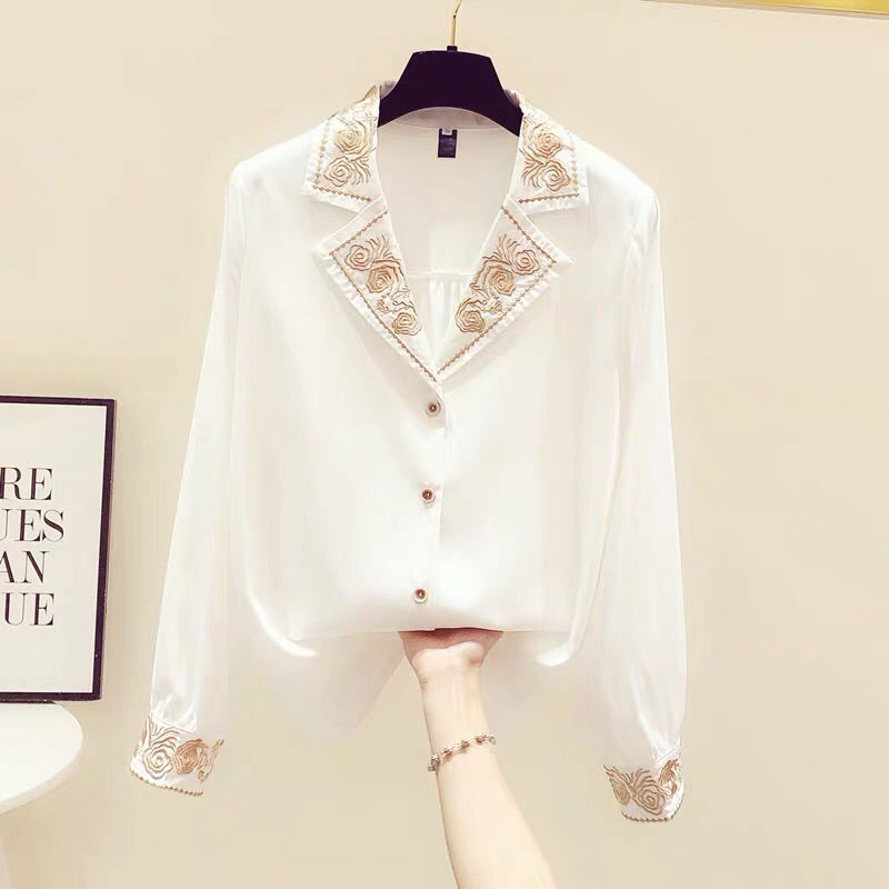 Title 4, Western Style Embroidery Chiffon Long-sleeved S...