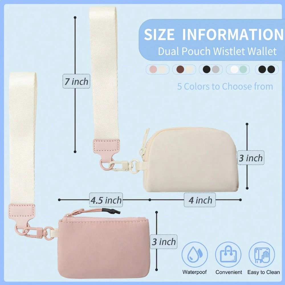 KeyChain Wallet Wristlet Wallets For Women Mini Zip Dual Pouch Wristlet — foto 4