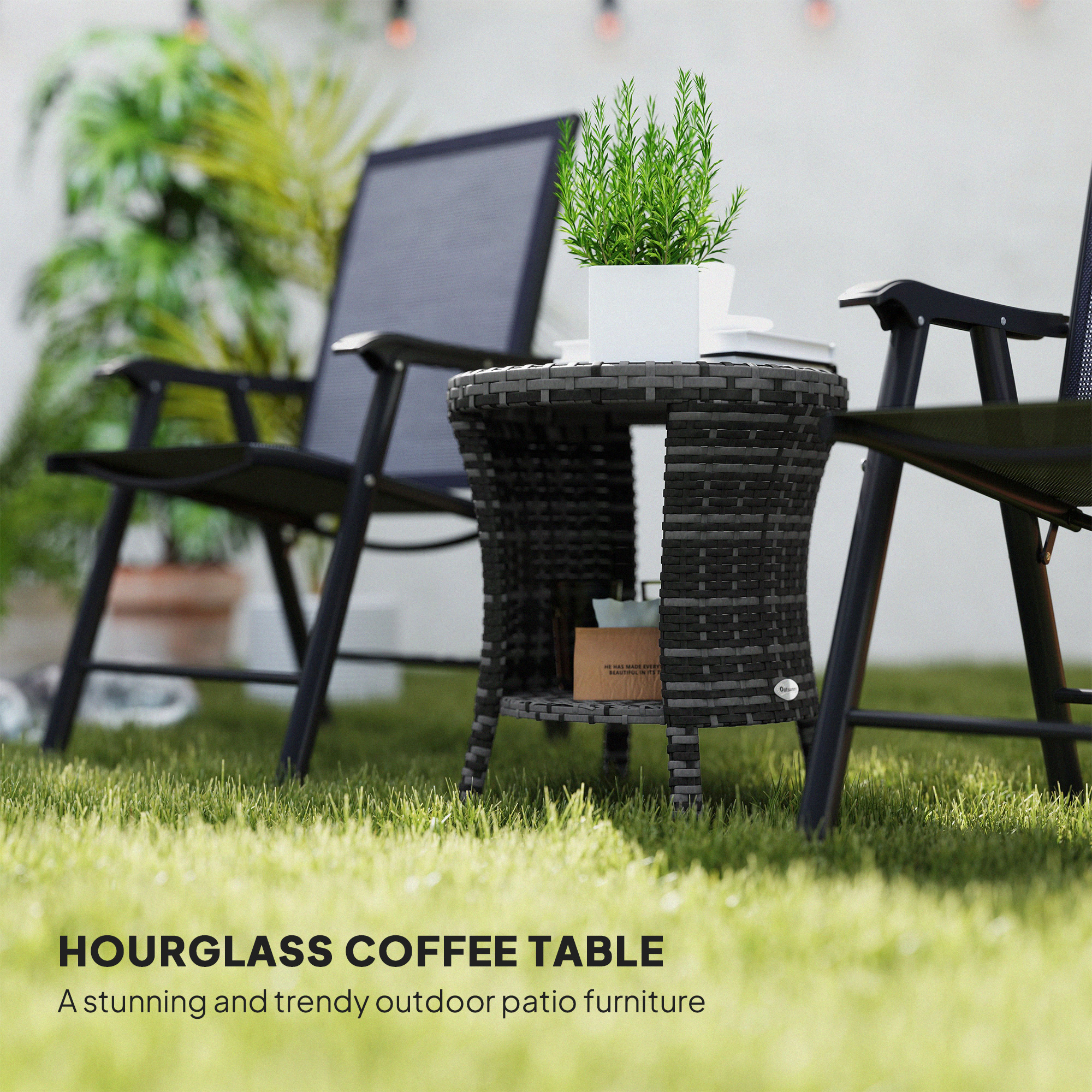 Wicker Outdoor Coffee Table With Two Tier Storage And Grey Wood Top_voghion.com