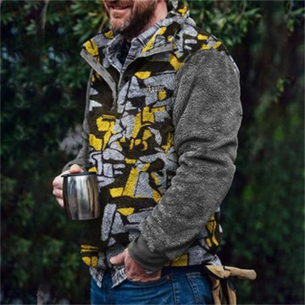 Autumn And Winter Casual Button Pocket Flannel Plush Men's Sweater