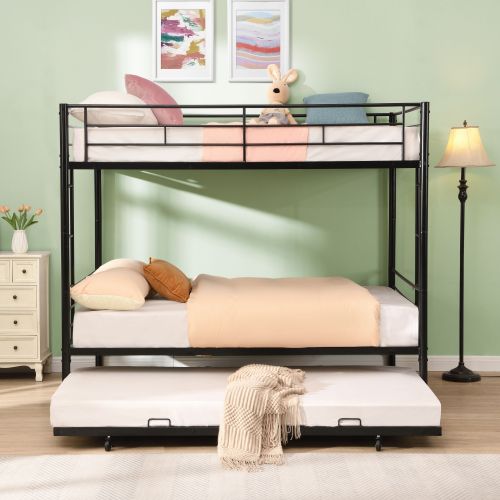Full Over Full With Trundle Metal Bunk Bed view 7