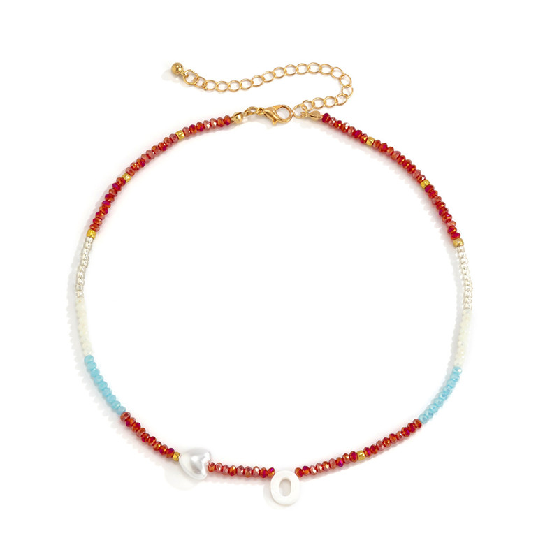 Simple Ins Peach Heart Imitation Pearl Letter Necklace