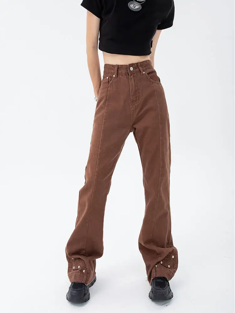 American High Street Trousers Pocket Design Casual Workwear