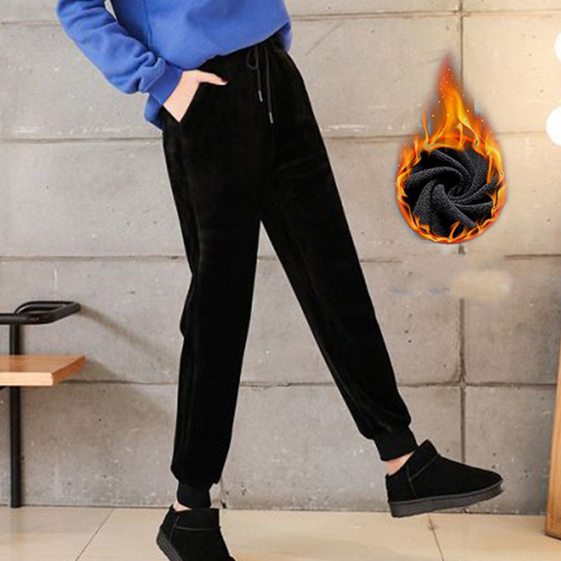 Outer Wear Large Size Sports Pants Velvet All-Match Warm Women's Pants
