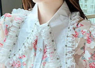 Title 1, Korean Version Sweet Shirt Female Doll Collar P...