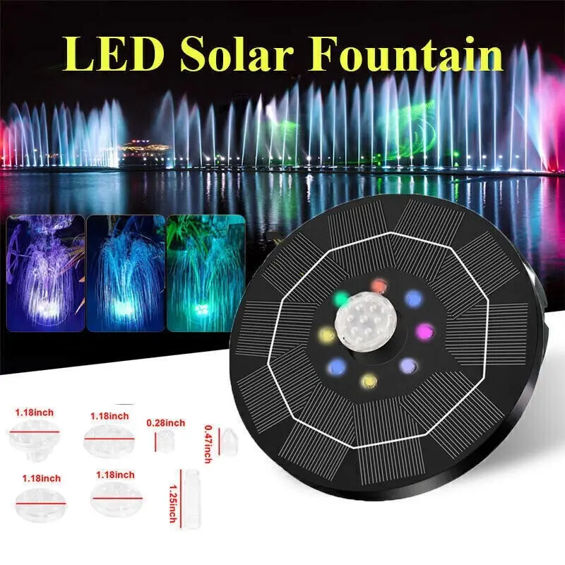 8LED Solar Panel Powered Fountain Water Feature