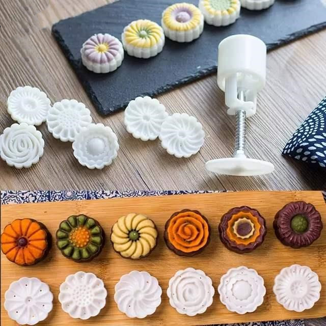 Title 1, 6 Style Mooncake Mold Cookie Cutter Pastry Baki...