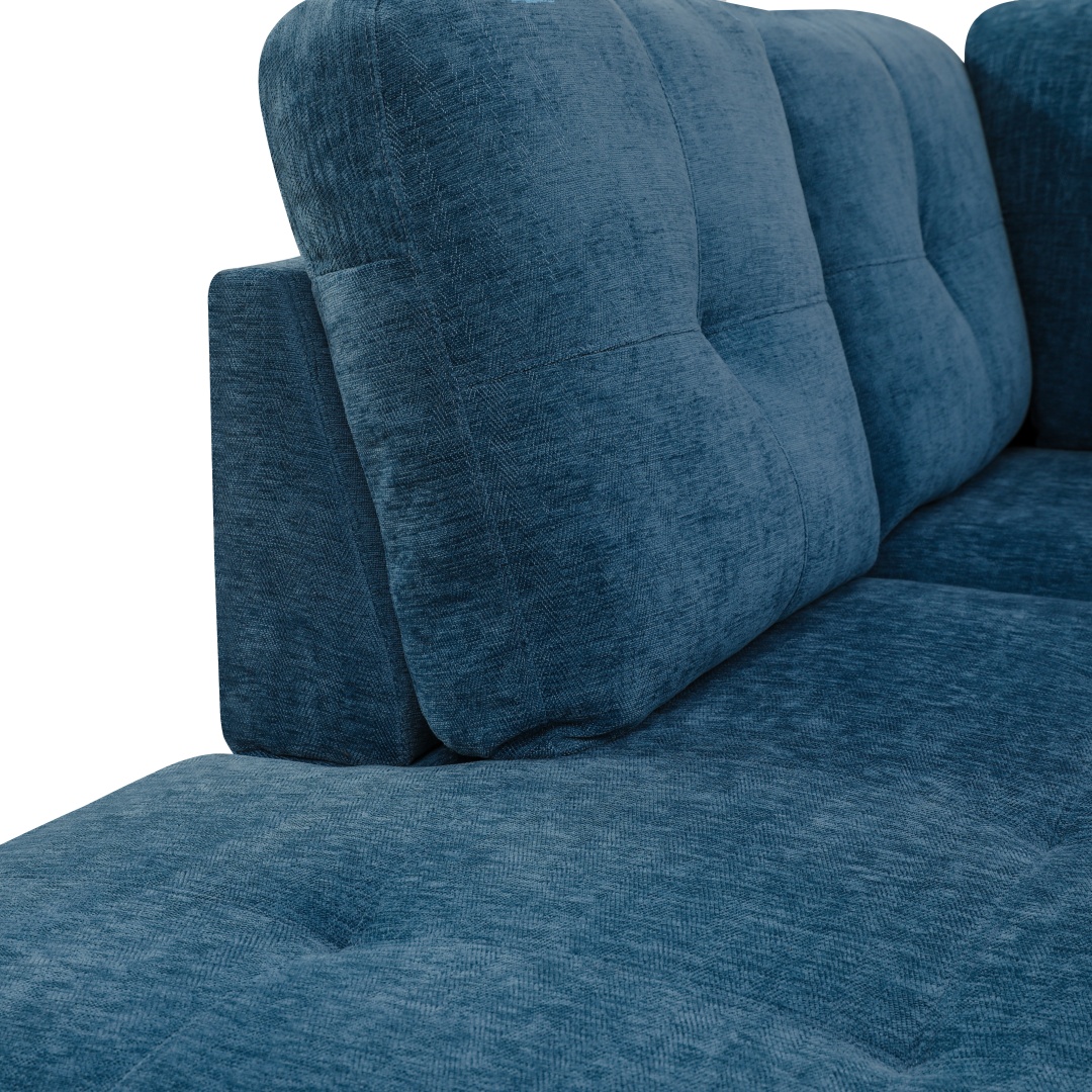 Pickup Only--Blue Flannel 3-Piece Couch Living Room Sofa Set