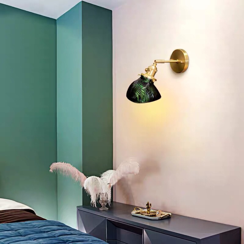 Brass Bedside Lamp Retro Restaurant Homestay Single Head Glass Small Chandelier