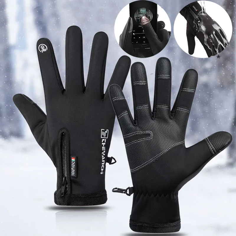 Winter Gloves Touchscreen Non-Slip Unisex Waterproof Windproof Warm Cycling