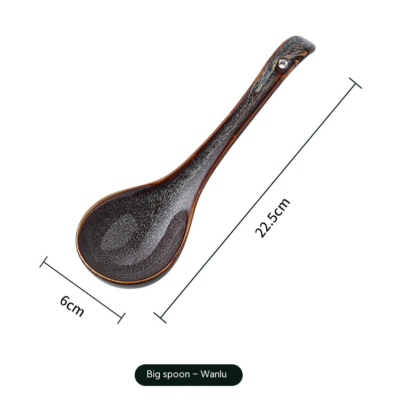 Title 7, Ceramic Soup Spoon Large Soup Long Handle Noodl...