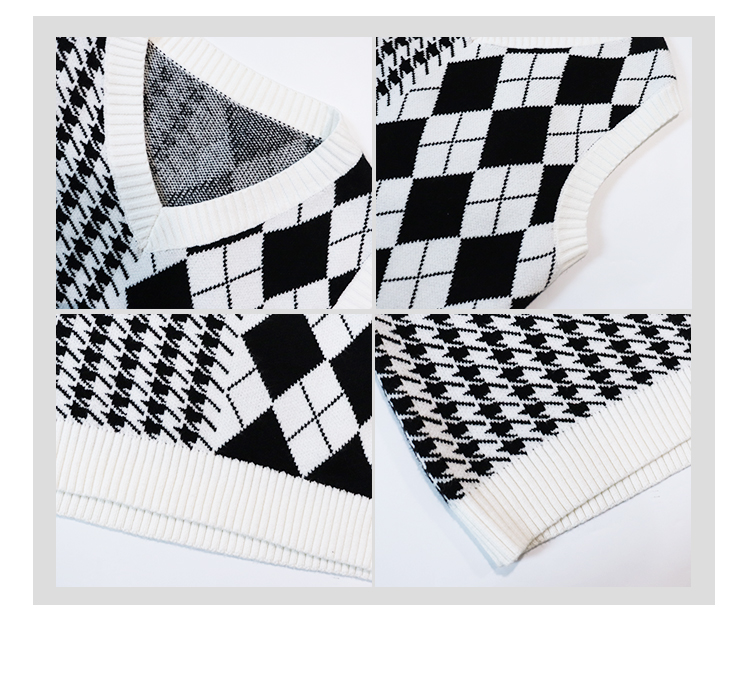 Title 7, Rhombus Knitted Shirt Layered Over Vest