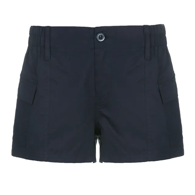 Women's Asymmetric Low Waist Casual Woven Shorts Blue - Shop at LoveMi