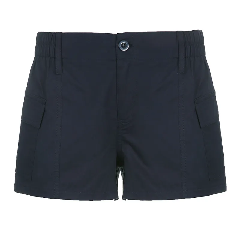 Women's Asymmetric Low Waist Casual Woven Shorts - Blue